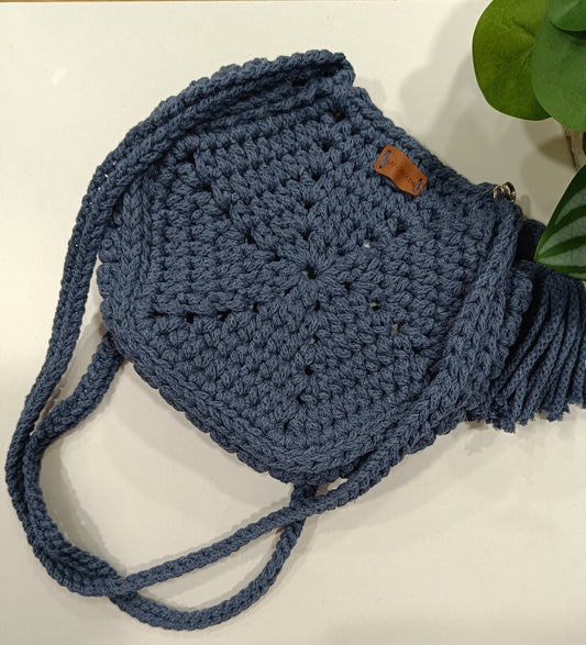 BOLSO DE BANDOLERA A CROCHET HEXÁGONO