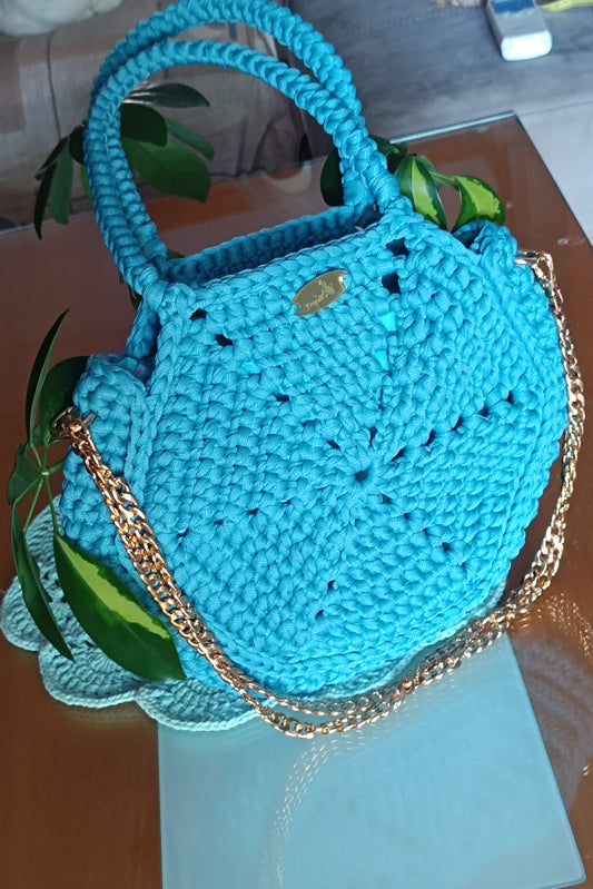 BOLSO TURQUESA A CROCHET