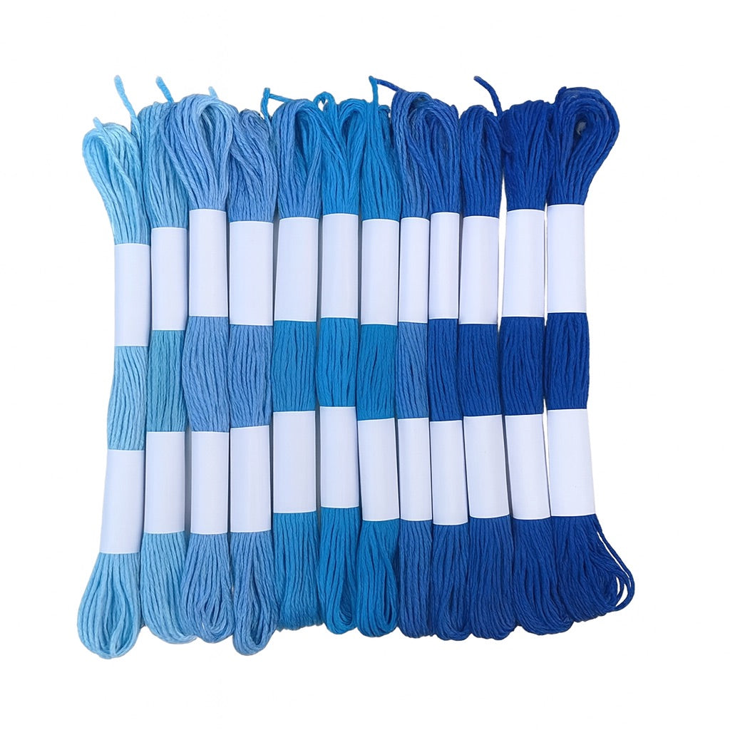 Hilo Mouliné – Pack 12 Madejas Tonos Azules