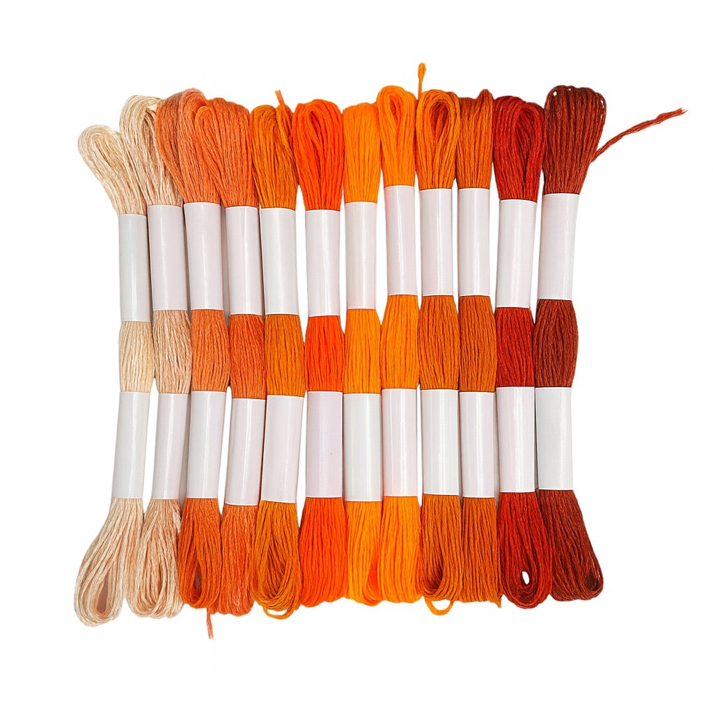 Hilo Mouliné – Pack 12 Madejas Tonos Naranjas