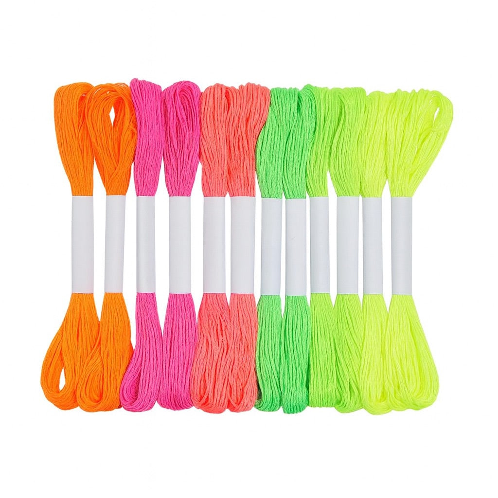 Hilo Mouliné – Pack 12 Madejas Colores Fluorescentes