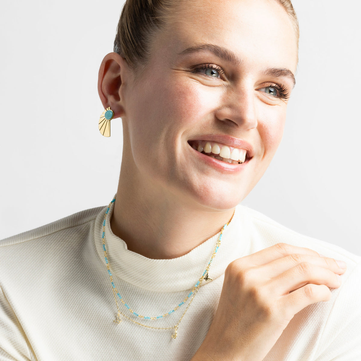 Pendientes con Turquesa acabado oro 18k - Kasfa
