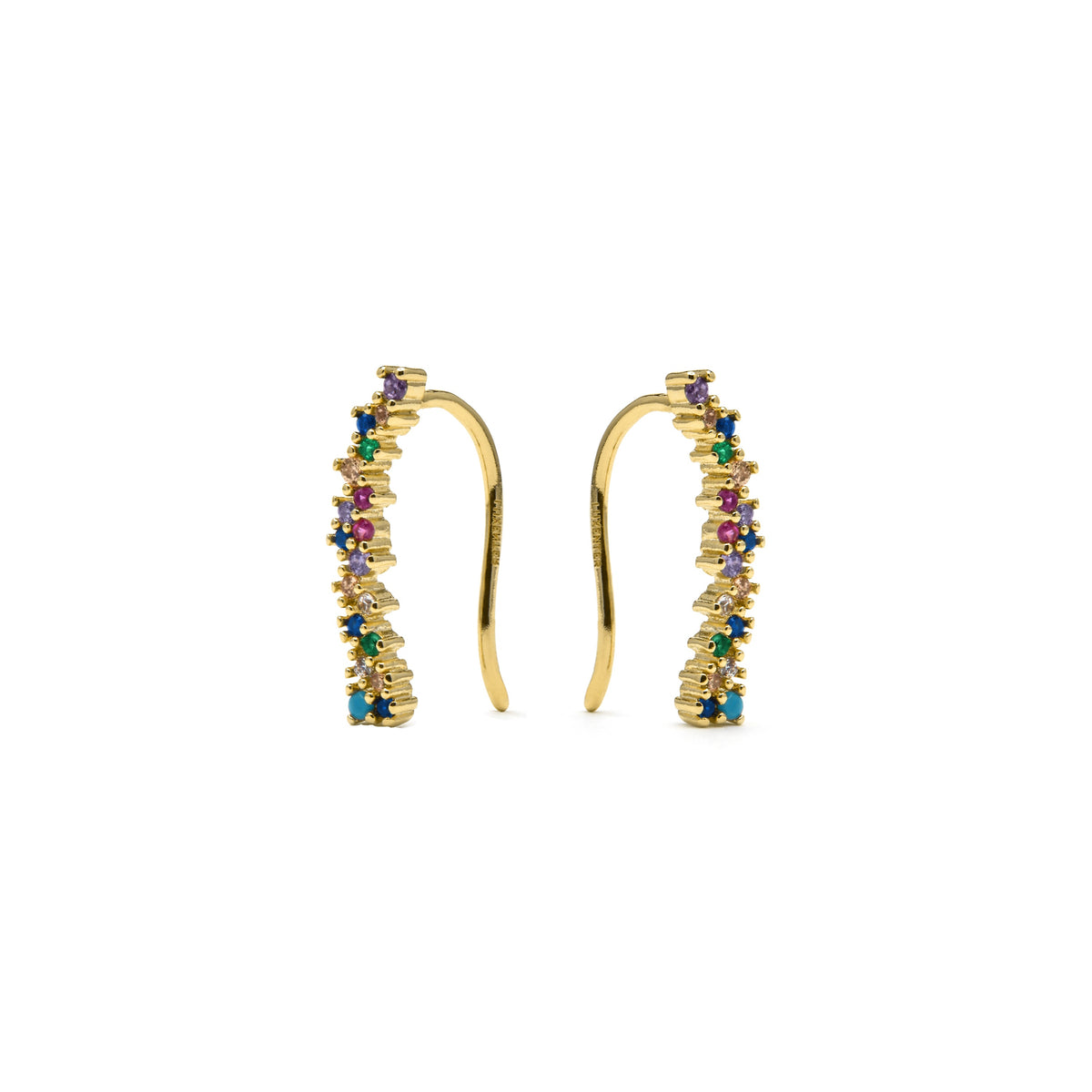 Pendientes acabado oro amarillo de 18k y Circonita Multicolor - Yionli