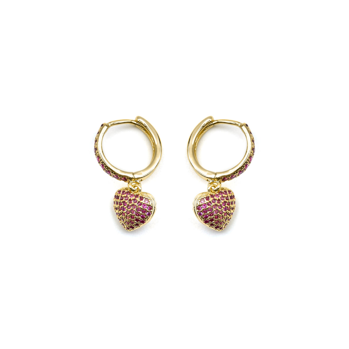 Pendientes con Circonita Rubí acabado oro 18k - Korisen