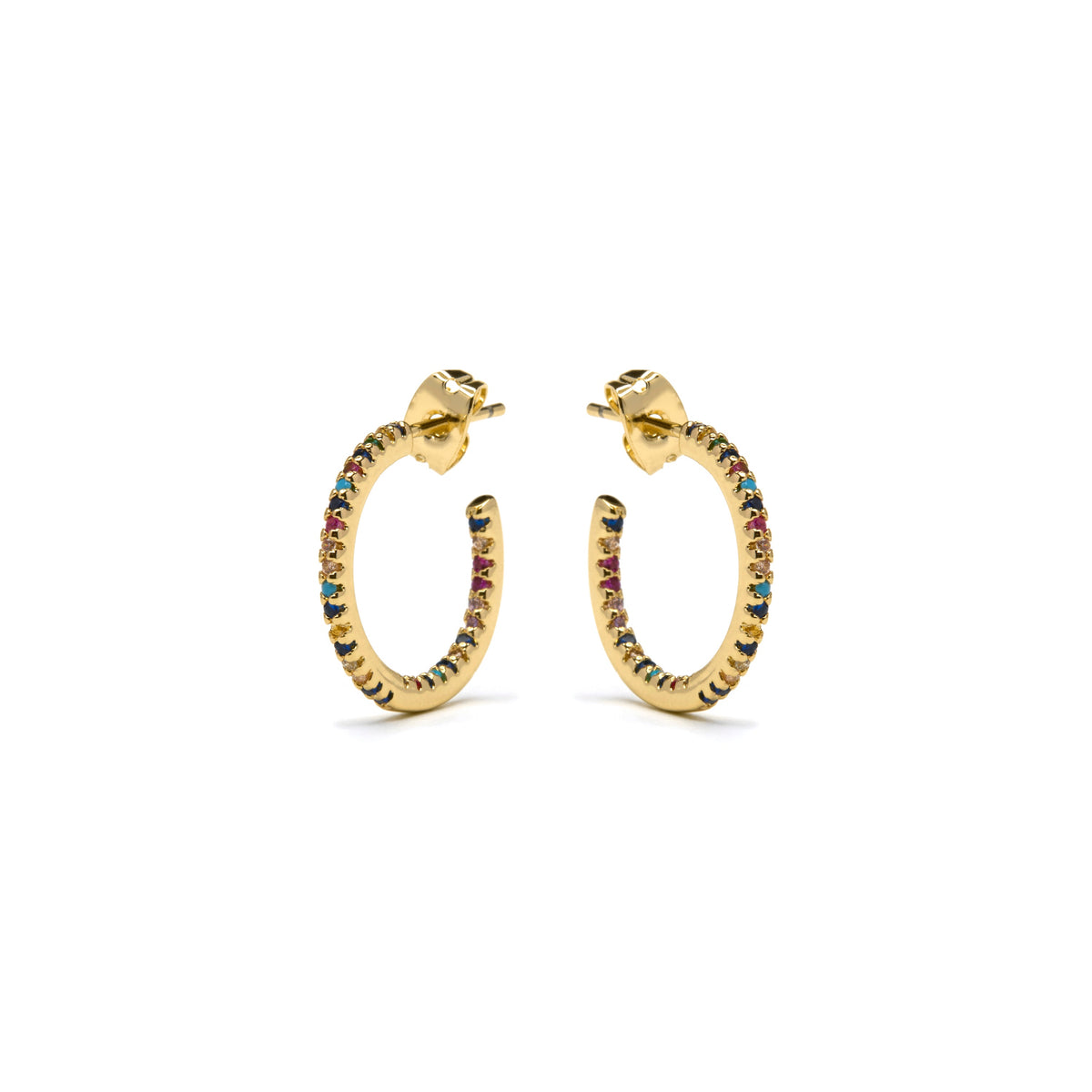 Pendientes con Circonita Multicolor acabado oro 18k - Kumo