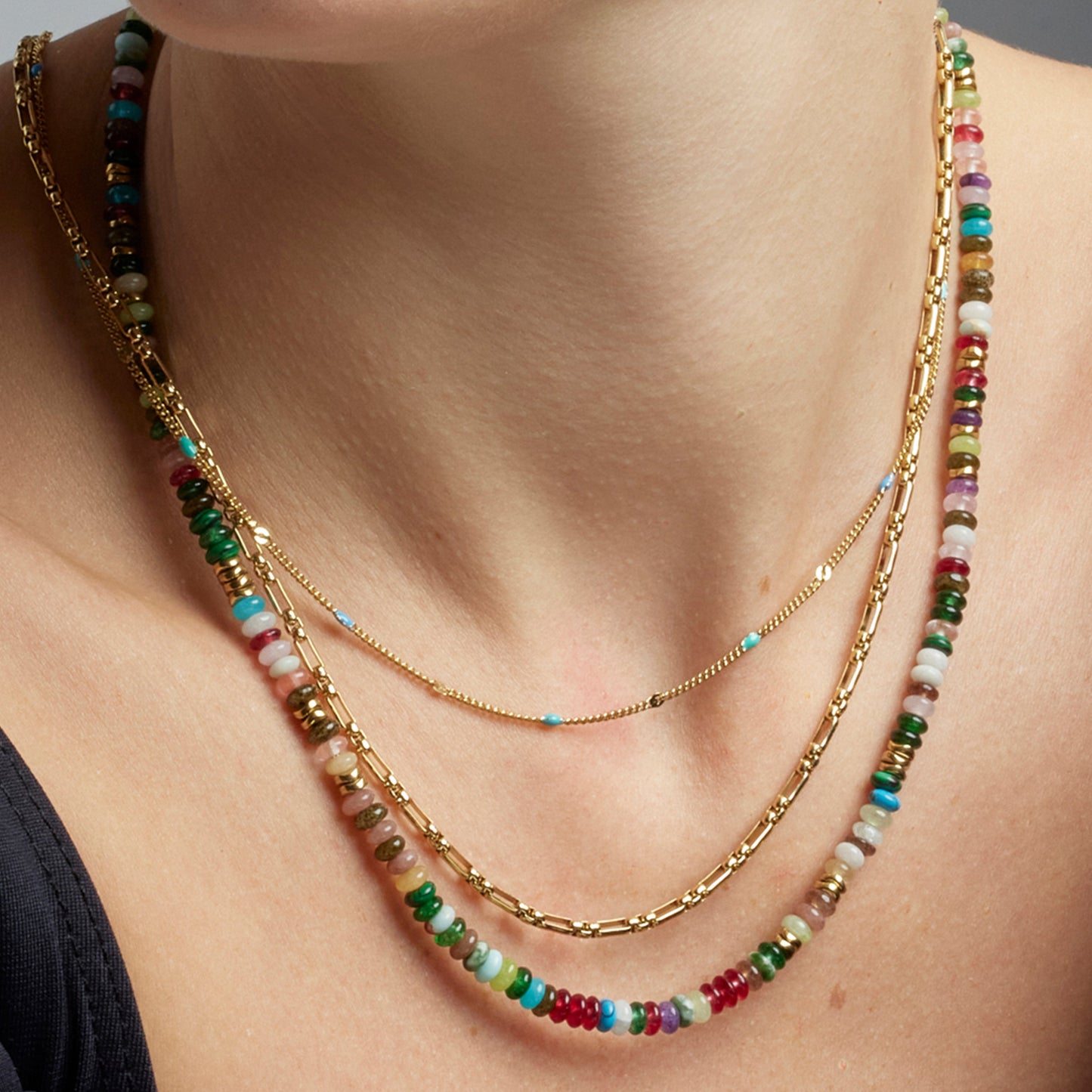 Collar con Lacado Multicolor acabado oro 18k - Cautar