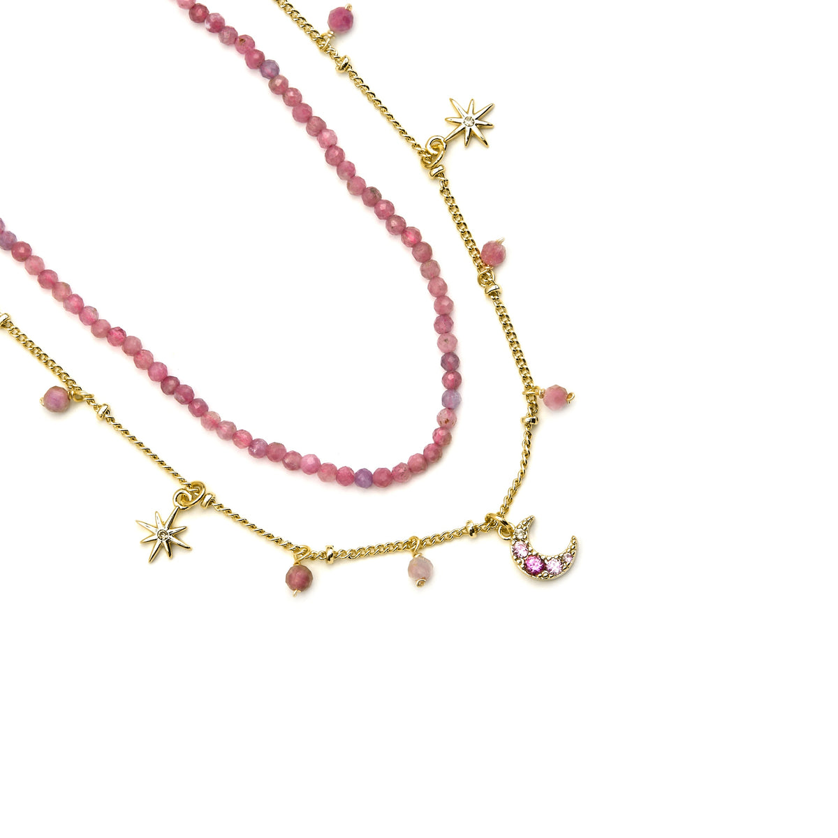 Collar con Cristal Rosa acabado oro 18k - Ethal
