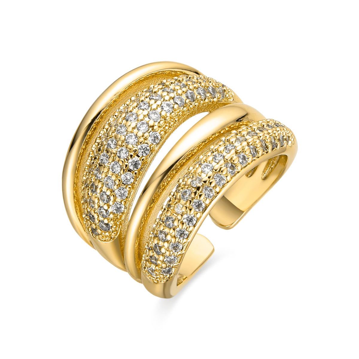 Anillo con Circonita Brillante acabado oro 18k - Merima