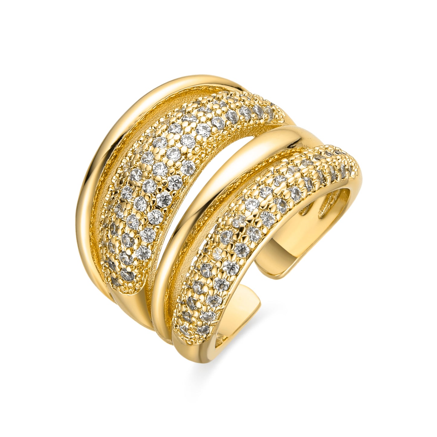 Anillo con Circonita Brillante acabado oro 18k - Merima