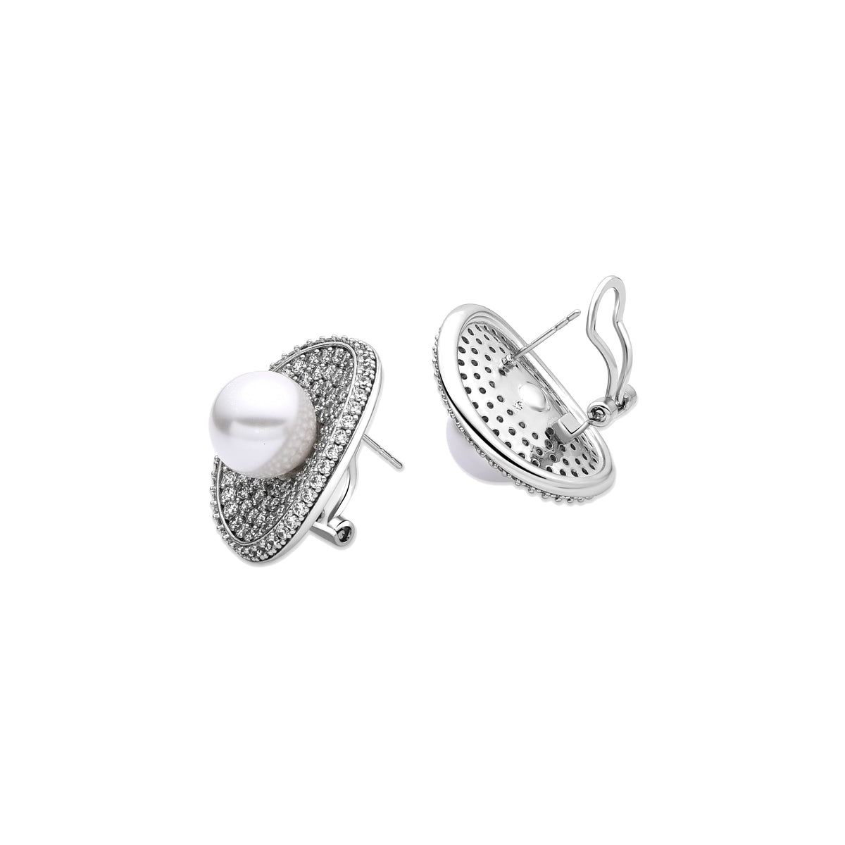 Pendientes con Perla Blanca acabado plata - Noros