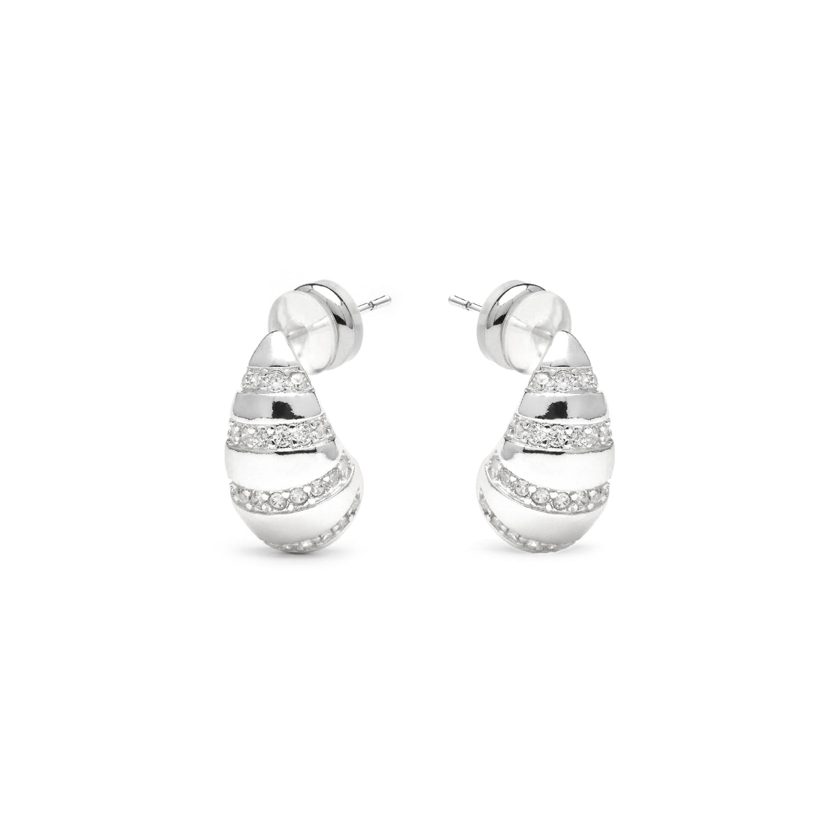 Pendientes acabado plata y Circonita Brillante - Imaspa