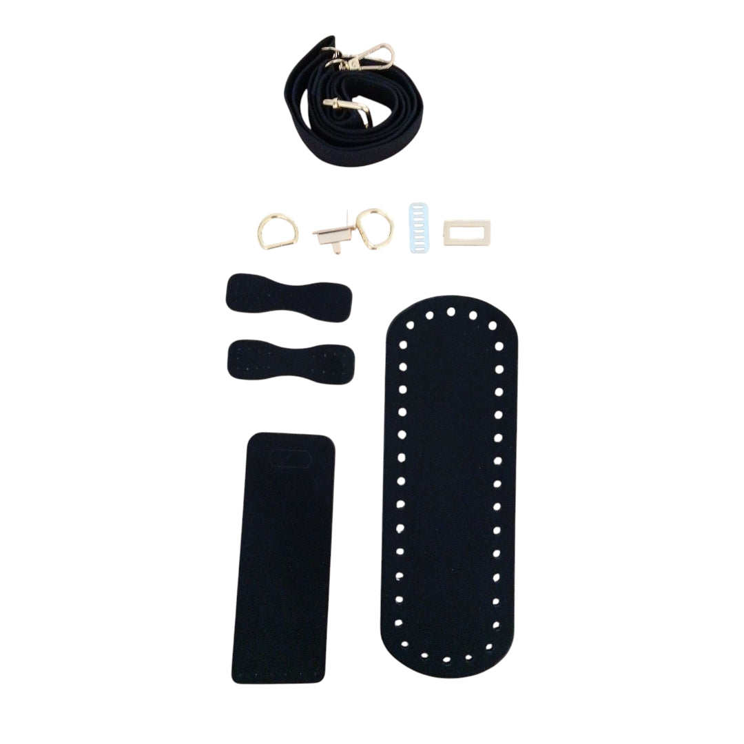 Set de accesorios para bolso – Base, correa y cierre (para trapillo, algodón o cordón)
