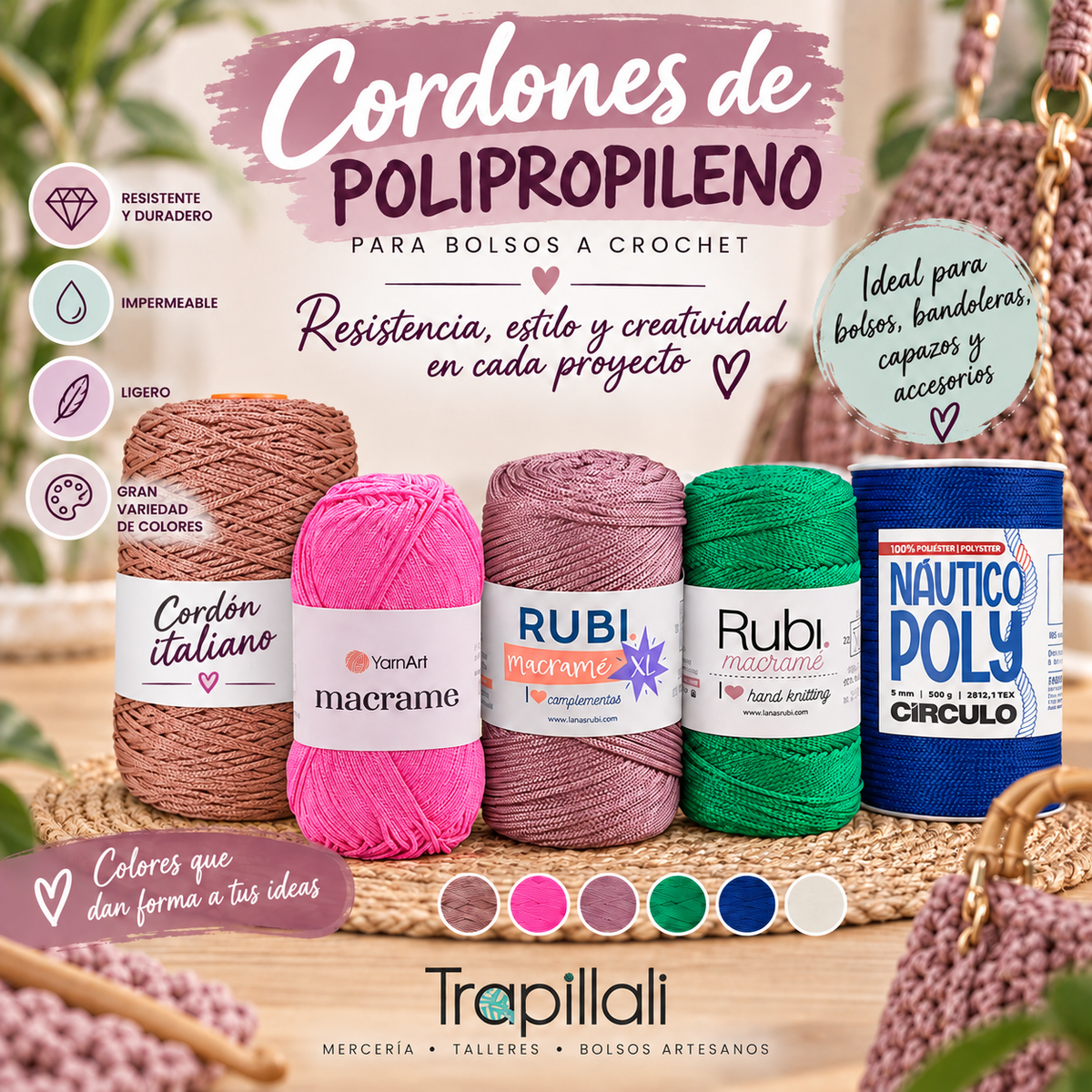 Cordón de polipropileno para bolsos