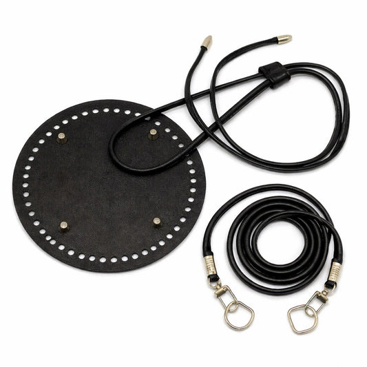 Base circular perforada 15 cm con asa y cierre para bolso saco