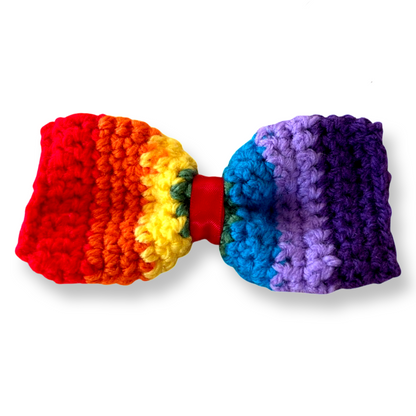 Handmade Dog Bow Tie - Rainbow Love Crochet