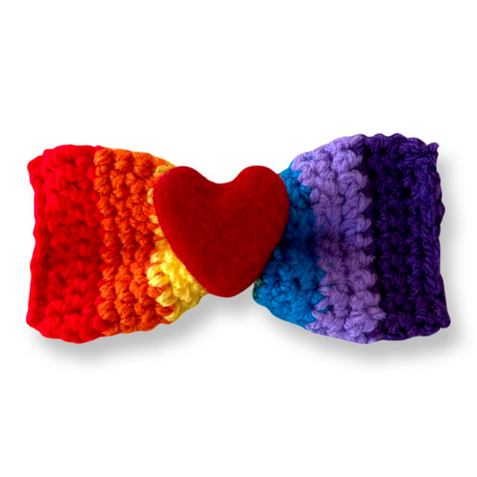 Handmade Dog Bow Tie - Rainbow Love Crochet