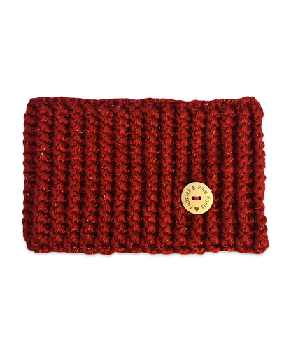 Handmade Crochet Dog Snood / Buff - Red Christmas Sparkle