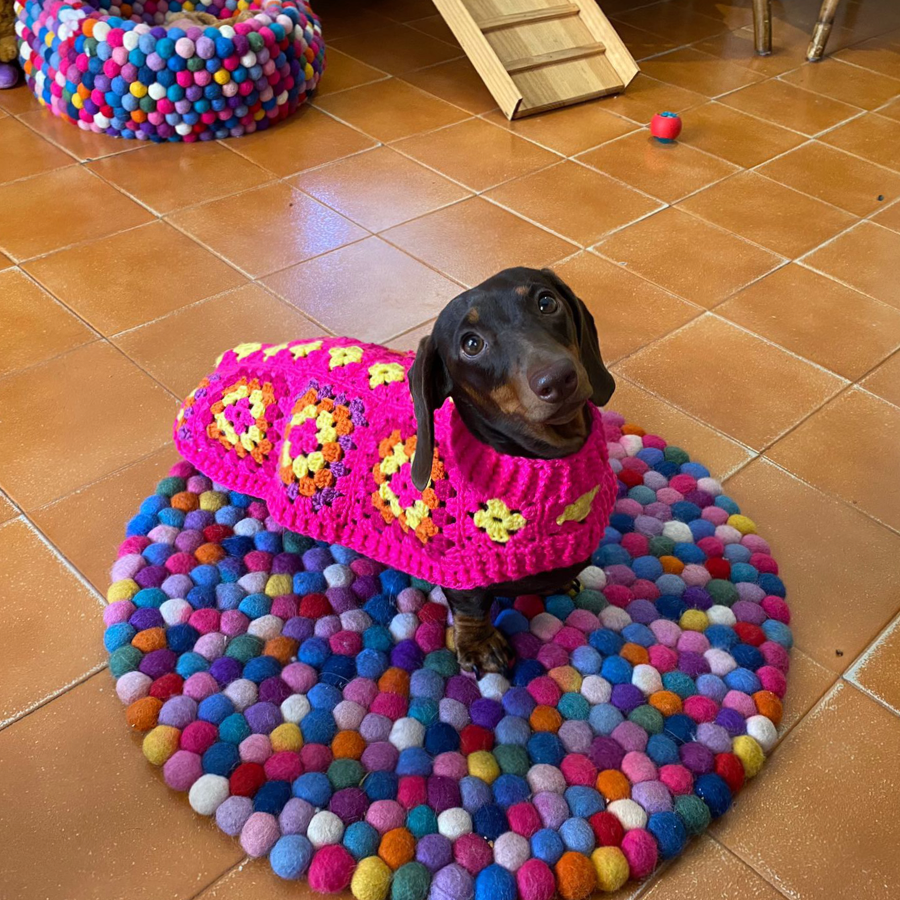 Handmade Crochet Dachshund Coat / Jumper - Hot Pink