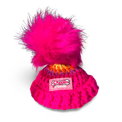 Crochet Beanie Hat - Hot Pink