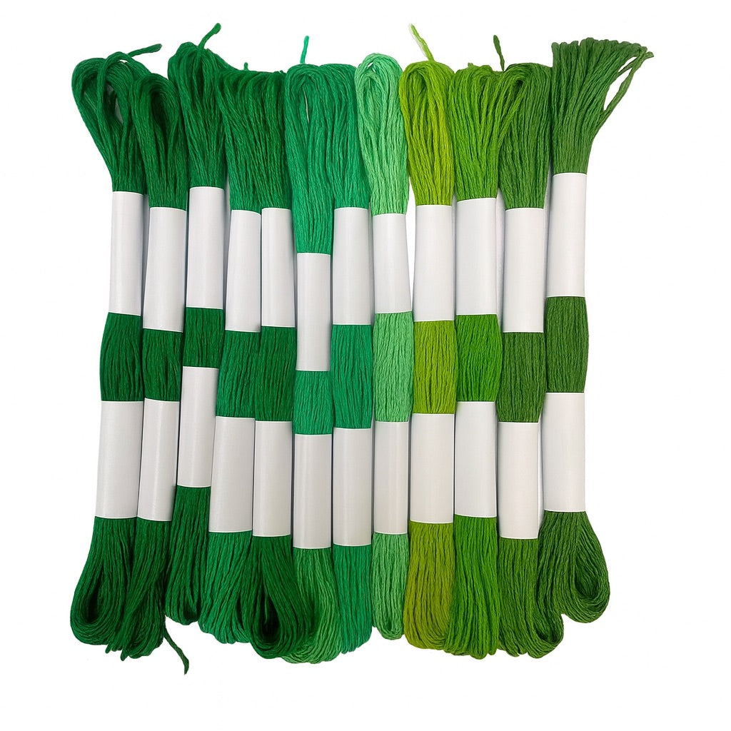 Hilo Mouliné – Pack 12 Madejas Tonos Verdes