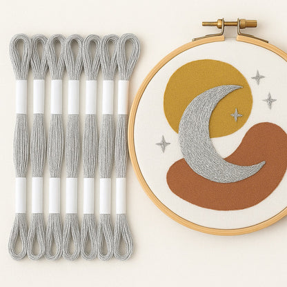 Hilo Mouliné Metalizado - Pack 12 Madejas Plata