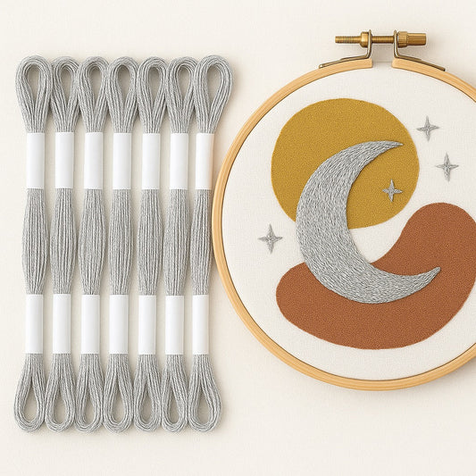 Hilo Mouliné Metalizado - Pack 12 Madejas Plata