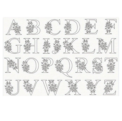 Plantillas hidrosolubles para bordar – Alfabeto con motivos florales