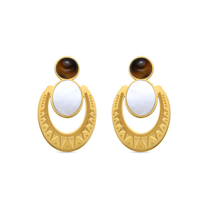 Pendientes con Madreperla Blanca acabado oro 18k - Euwil