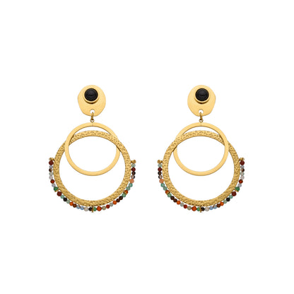 Pendientes con Cristal Multicolor acabado oro 18k - Kharaj