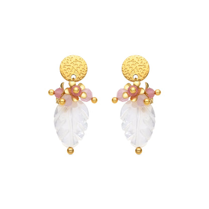 Pendientes con Madreperla Blanca acabado oro 18k - Gaudark