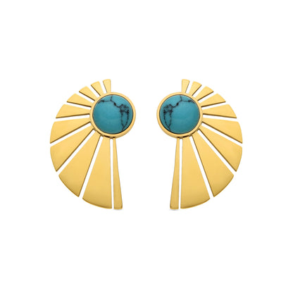 Pendientes con Turquesa acabado oro 18k - Kasfa