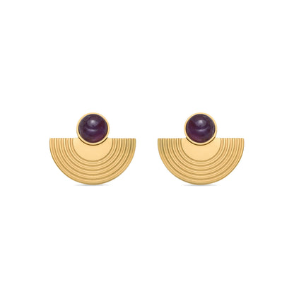 Pendientes con Cuarzo Hidrotermal Amatista acabado oro 18k - Koru