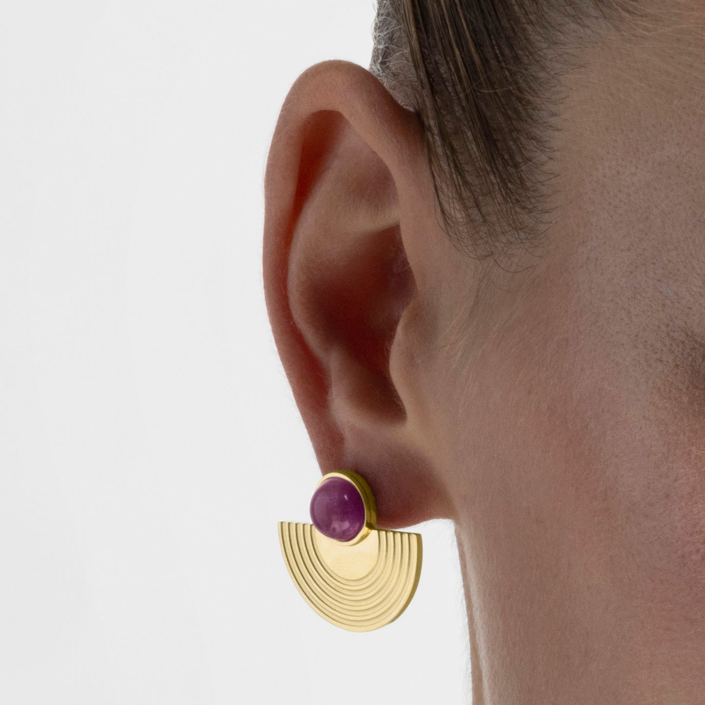 Pendientes con Cuarzo Hidrotermal Amatista acabado oro 18k - Koru