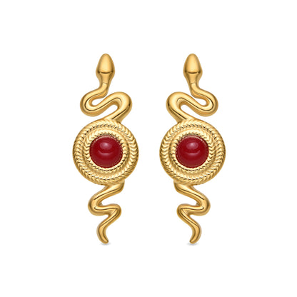 Pendientes con Cristal Rojo acabado oro 18k - Edrak