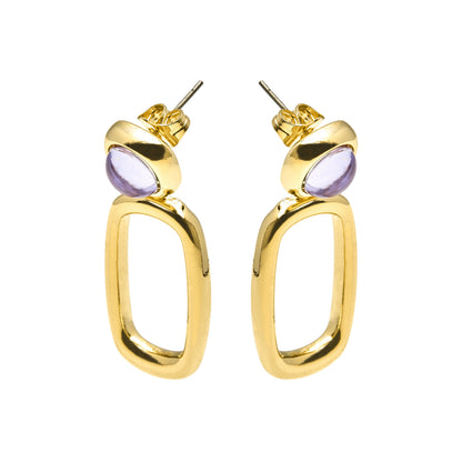 Pendientes con Cristal Morado acabado oro 18k - Orzur