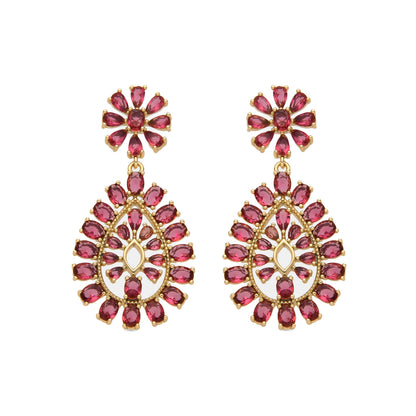 Pendientes con Circonita Rubí acabado oro 18k - Sharam