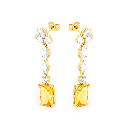 Pendientes con Padparadscha acabado oro 18k - Phami