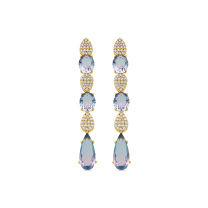 Pendientes con Circonita Multicolor acabado oro 18k - Dirio