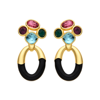 Pendientes con Circonita Multicolor acabado oro 18k - Adba