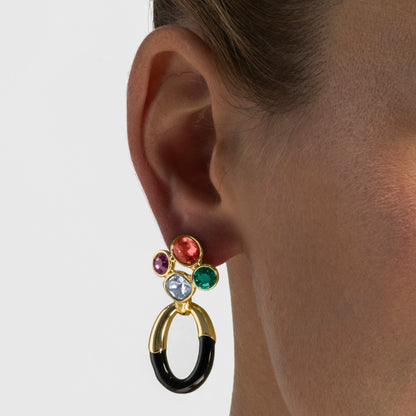 Pendientes con Circonita Multicolor acabado oro 18k - Adba