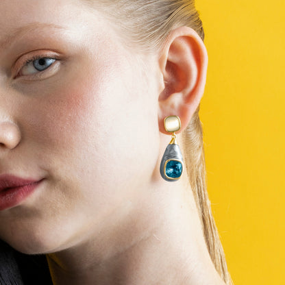 Pendientes con Ojo de Gato acabado oro 18k - Sethi