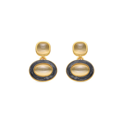 Pendientes con Ojo de Gato acabado oro 18k - Iki