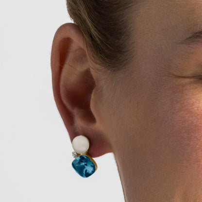 Pendientes con Ojo de Gato acabado oro 18k - Sitla
