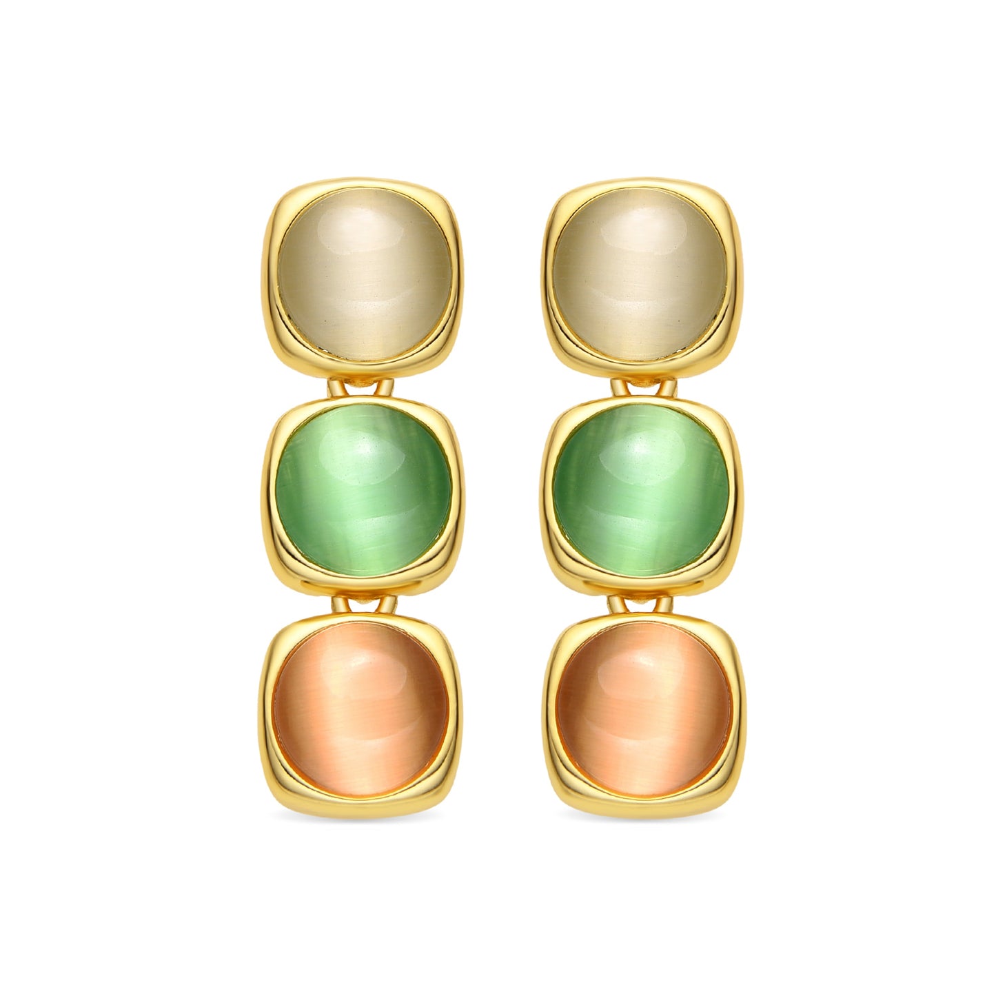 Pendientes con Ojo de Gato Multicolor acabado oro 18k - Shureo