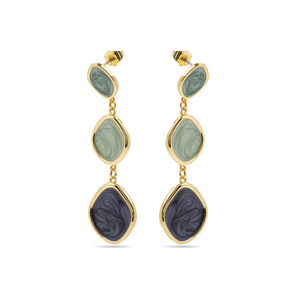 Pendientes con Lacado Azul acabado oro 18k - Belgul
