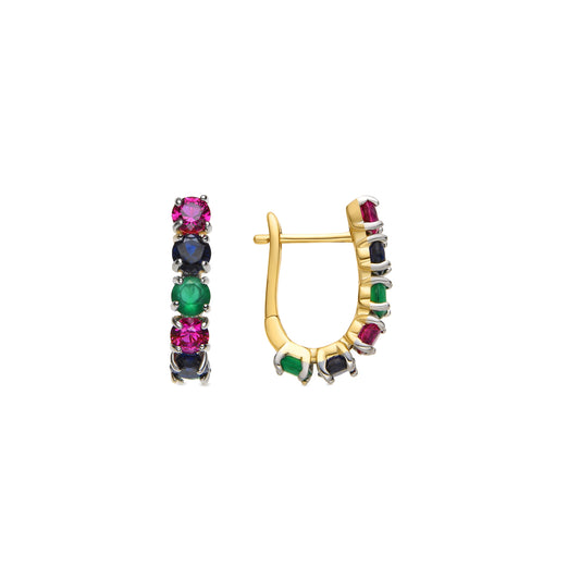 Pendientes con Circonita Multicolor acabado oro 18k - Mehru