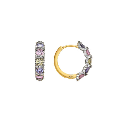 Pendientes con Circonita Amatista acabado oro 18k - Yrat
