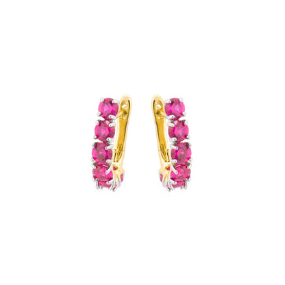Pendientes con Circonita Rubí acabado oro 18k - Kine