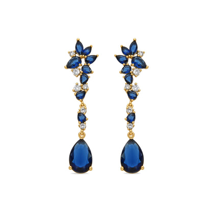 Pendientes con Circonita Zafiro acabado oro 18k - Ulies