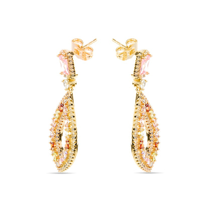 Pendientes con Circonita Multicolor acabado oro amarillo 18k - Roria